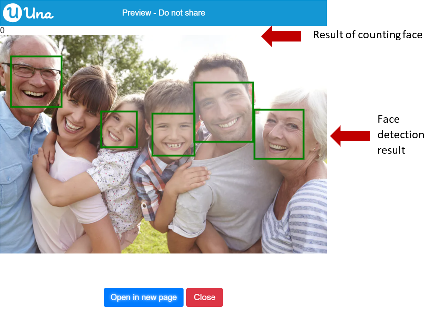 Face Detection Result count faces aged = 0 - Output